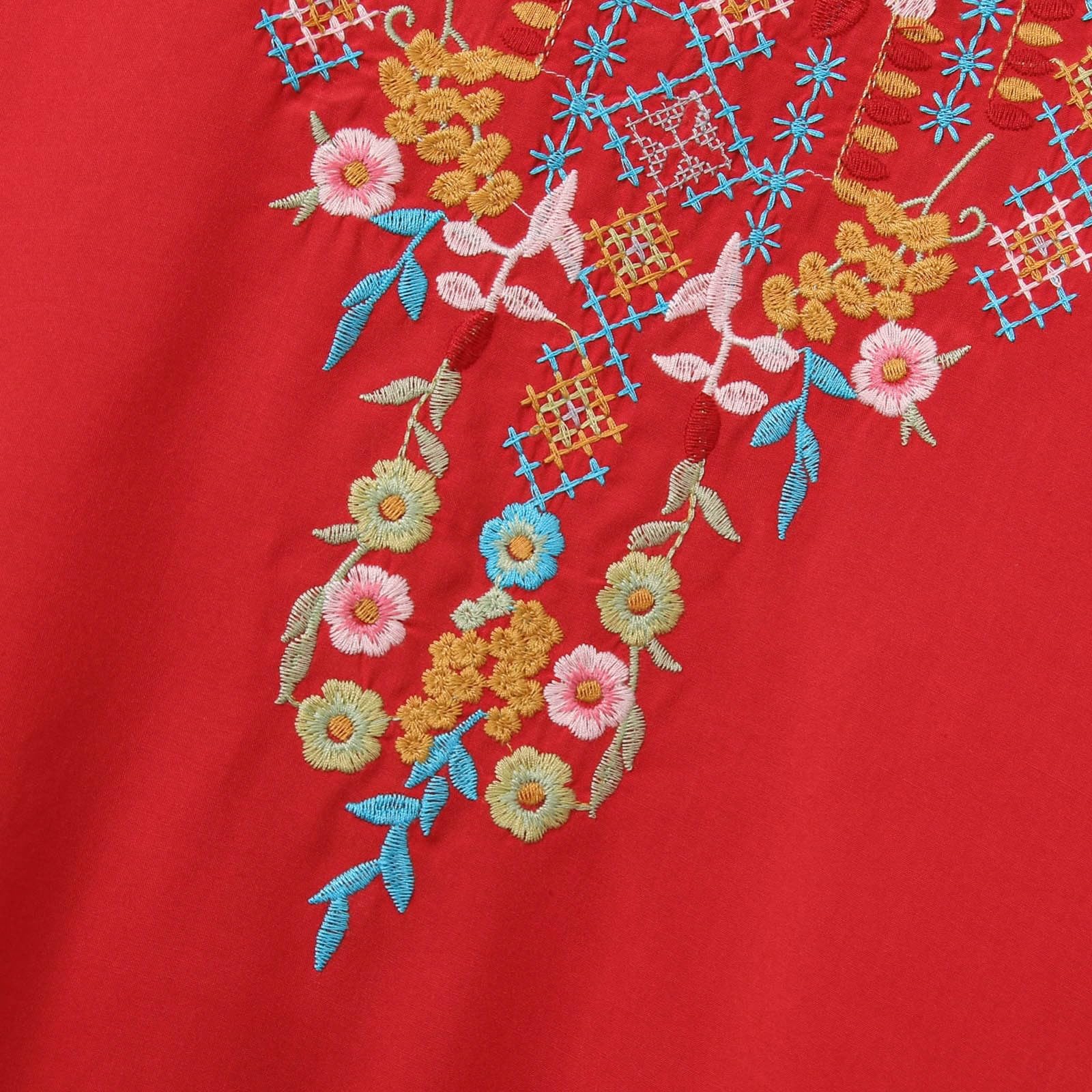 Hauts brodés pour femme - Été - Manches courtes - Style bohème - Décontracté - Style hippie