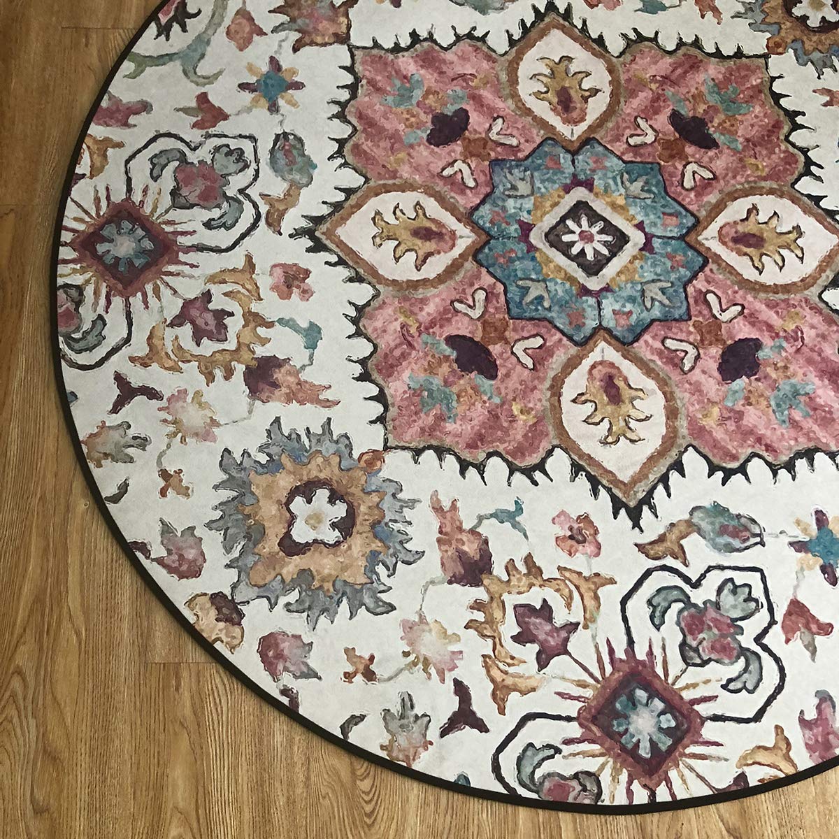 Kwiaty Rustykalne Okrągłe Dywaniki Czeski Dywan Mata Podłogowa Duża do Salonu Sypialnia Sofa Przedpokój (120 cm Średnica)