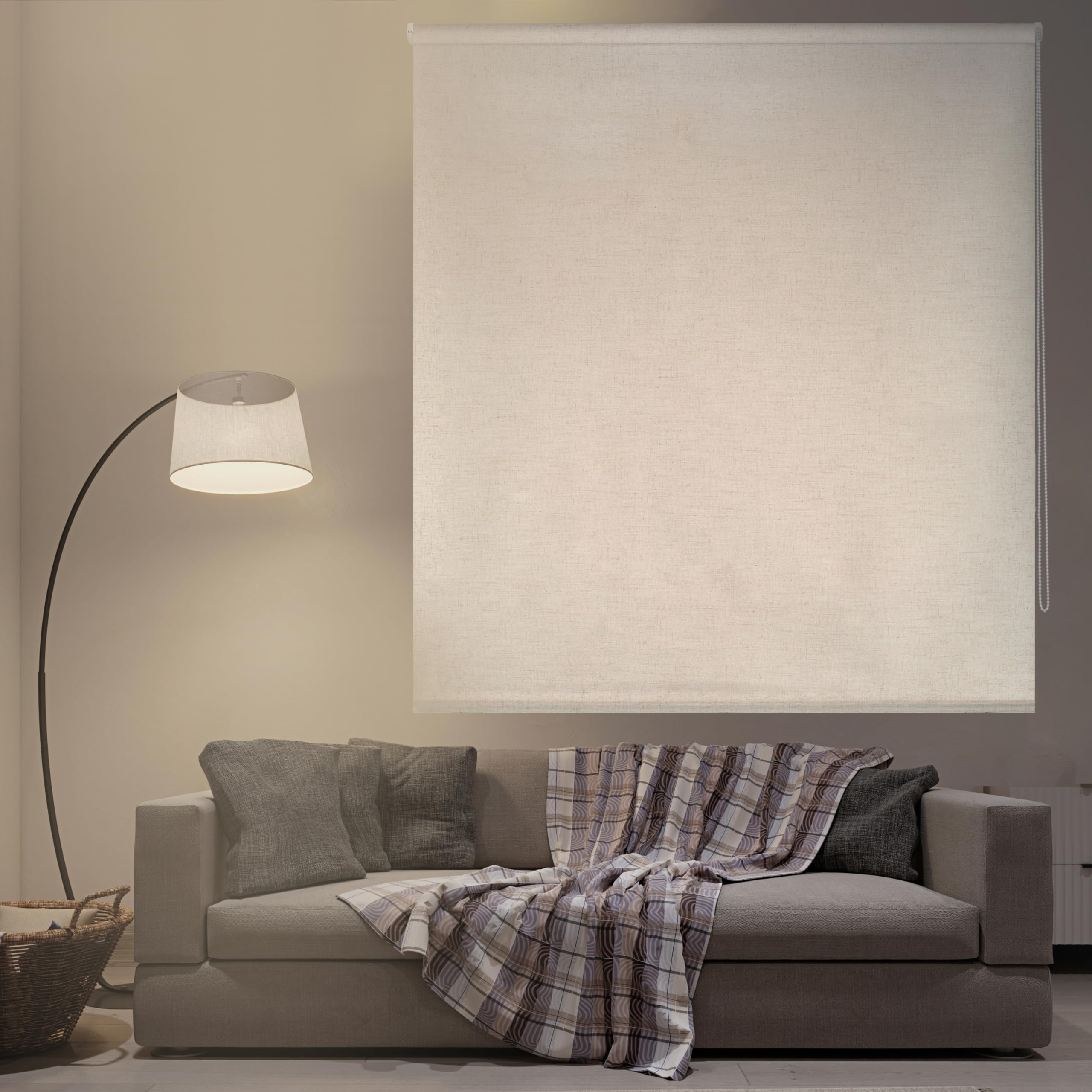 Blindecor Store Enrouleur occultant de qualité supérieure sur Mesure Couleur Lin 130 x 220 cm (l x h) Dimensions du Tissu 127 x 215 cm Store Enrouleur Opaque avec Tube de 38 mm