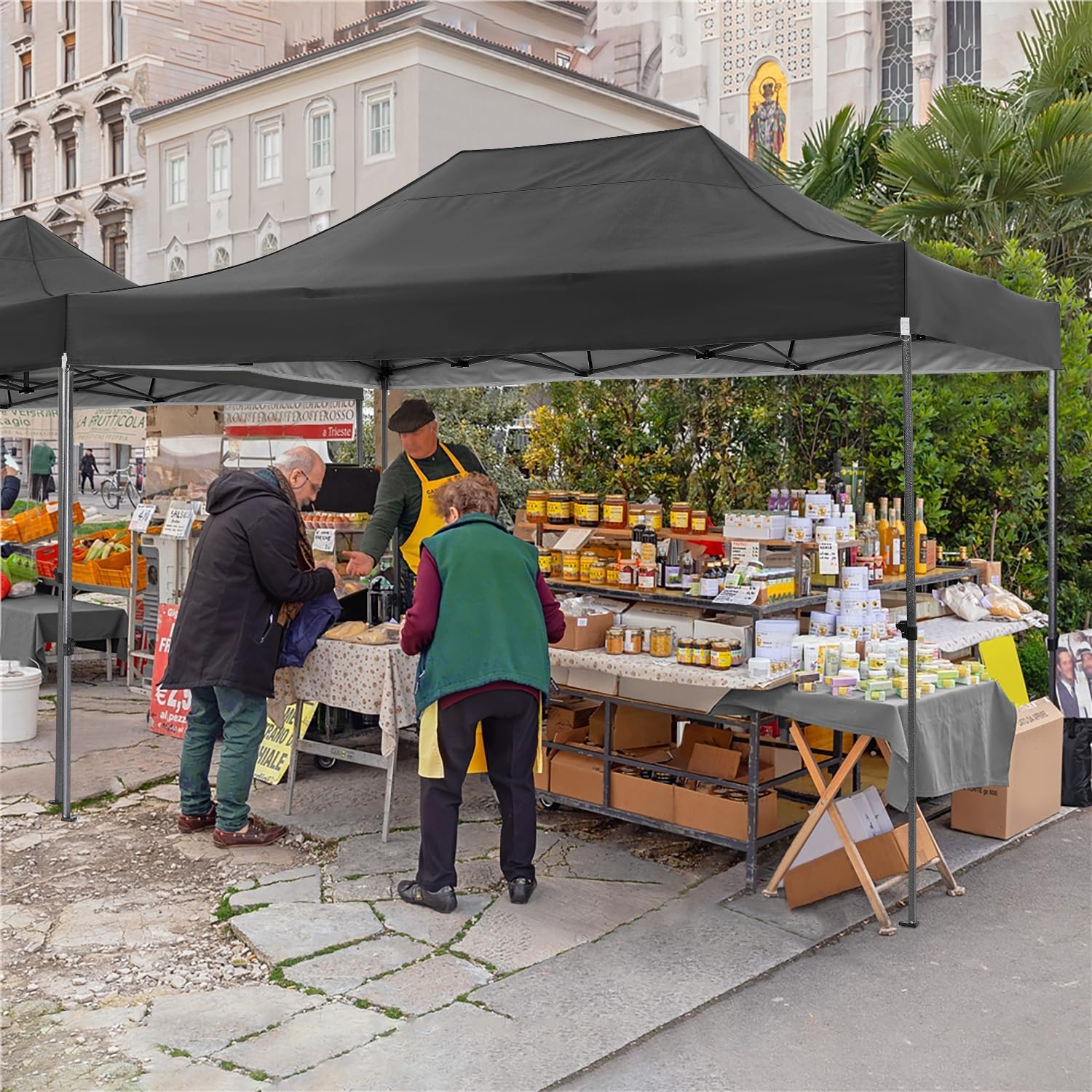 Gazebo Pieghevole 3x4.5m Impermeabile Con Pareti - Tenda Da Esterno Per Feste Con Protezione UV 50+ - Foto 12