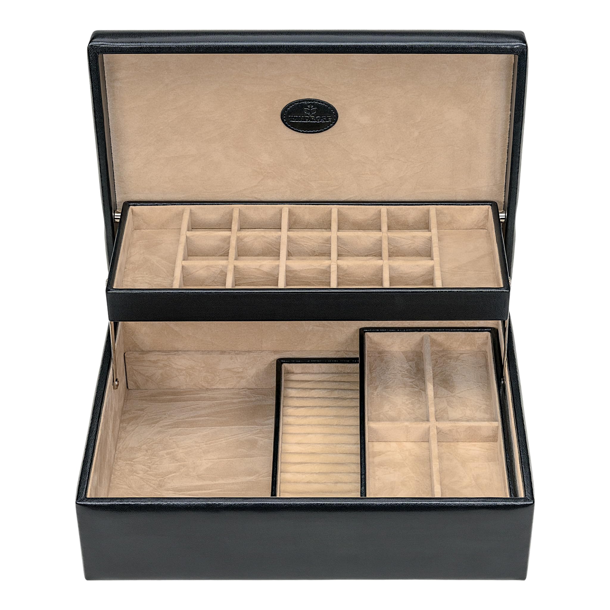 Windrose Charmbox mit 2 herausnehmbaren Einsätze merino/schwarz