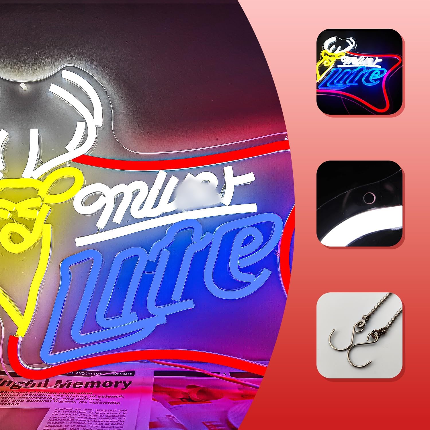 Beer Neon Signs for Wall Decor Dimmable Bar Neon Beer Sign Deer Neon Light Signs for Man Cave Bedroom Shop Beer Club Pub Bistro - Image 7