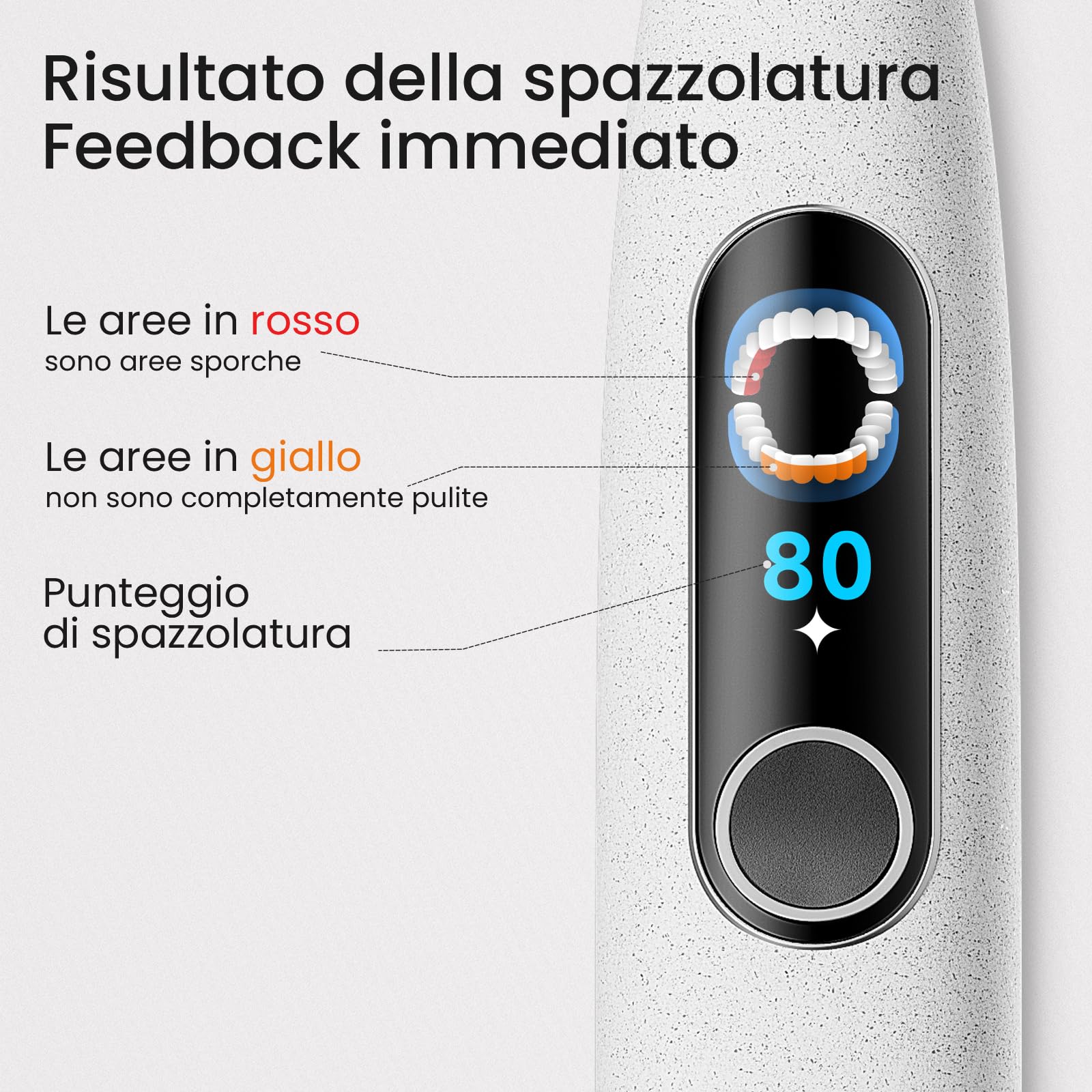Spazzolino elettrico Oclean X Elite 10 Set, Spazzolatura personalizzata AI, Touchscreen con tracciamento a 12 aree, 40° Oscillazione, 5 Modalità, Timer, 40 Giorni, Previsioni meteo, IPX7, Grigio