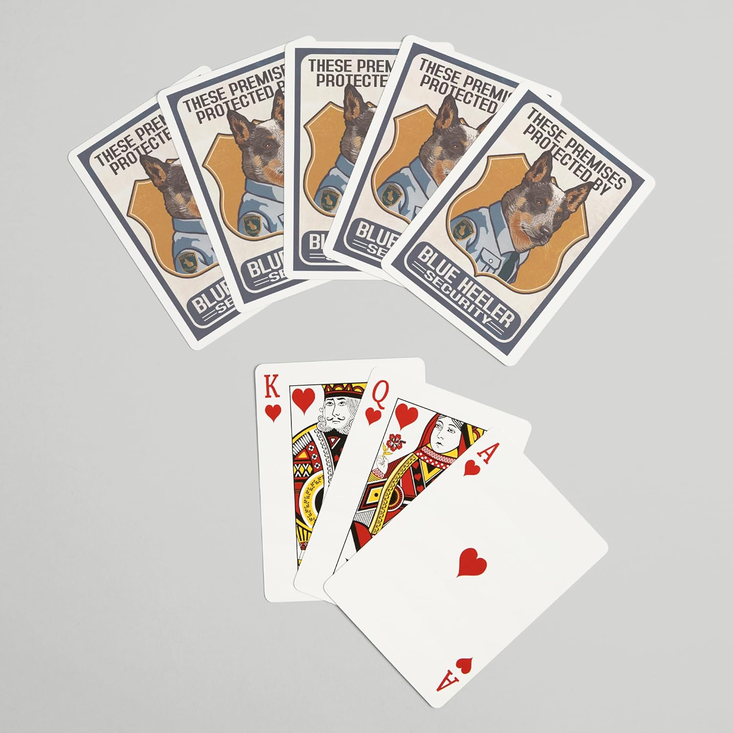 Lantern Press Blue Heeler Security, Dog Sign, 52 Playing Cards for Adults, Poker Size Card Deck
