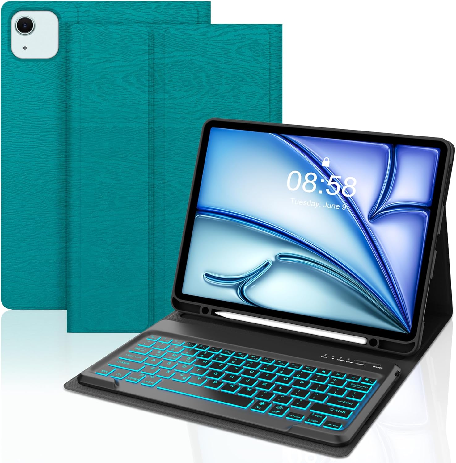 Keyboard Case for iPad Air 13 (M4 2026/M3 2025/M2 2024) & iPad Pro 12.9 Inch 6th/5th/4th/3rd Gen Keypad Case with Backlit, Detachable Key Board Smart Folio with Pen Holder for Pro12.9 2018-2022 Gen