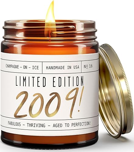 Regalos de cumpleaños número 17 para niñas, vela de soja 'Limited Edition 2009', con bayas brillantes y frutas, regalos de cumpleaños de 17 para