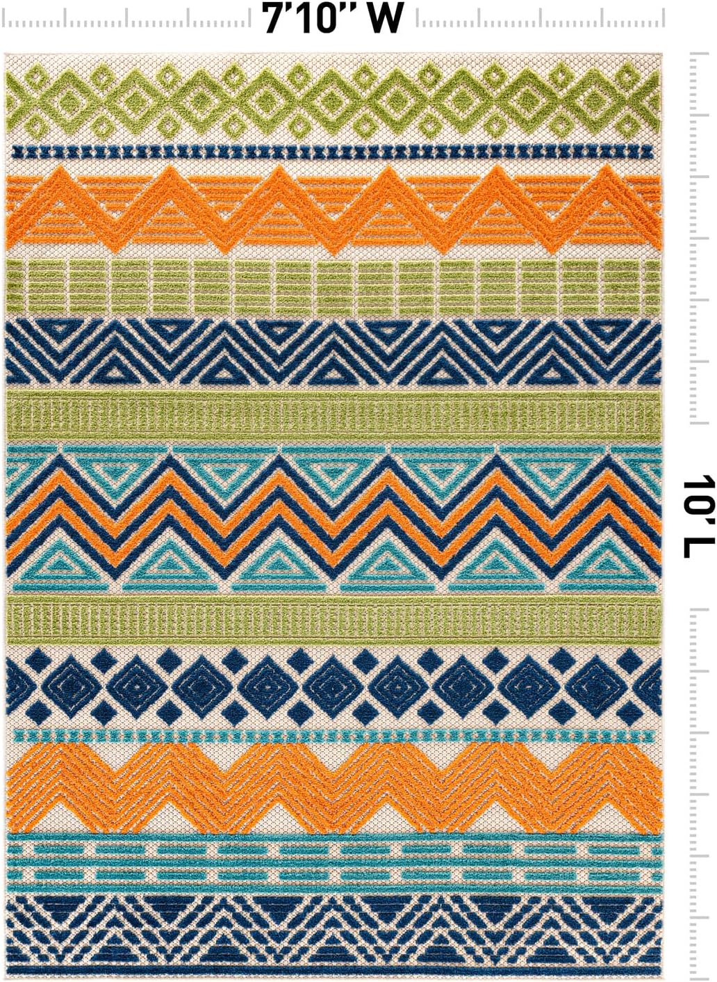 Rugshop Multi Marbella Boho Indoor/Outdoor Area Rug, Machine Washable for Backyard, Deck and Outdoor Lounge 7'10" x 10'