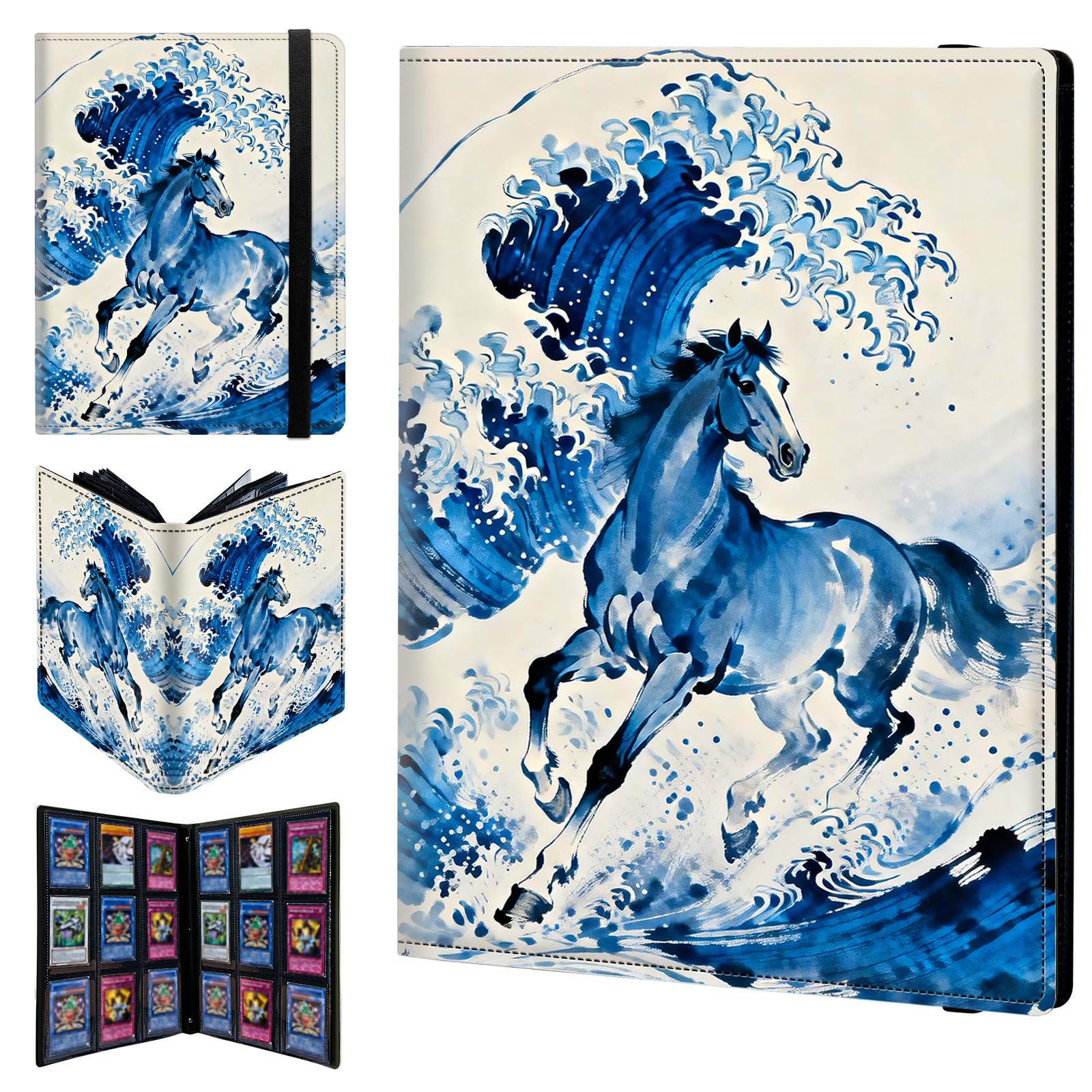 9 Pocket Trading Card Binder 720 Side Loading Pocket Album with Sea and Horse Pattern Design Card Binder for Sports Cards & Game Cards — image 1