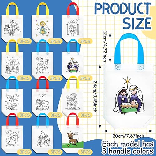 Miniatura 9 de 36 bolsas cristianas para colorear para niños, manualidades cristianas, suministros de escuela dominical, regalos religiosos para niños (cristiano)