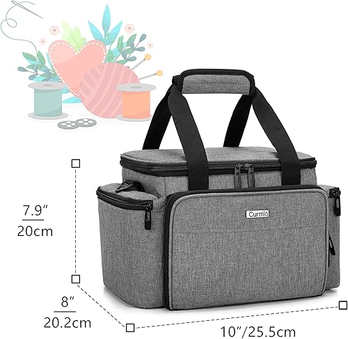 Miniatura 6 de CURMIO Organizador de accesorios de costura, bolsa de almacenamiento grande de suministros de costura con correa para el hombro para hilo de
