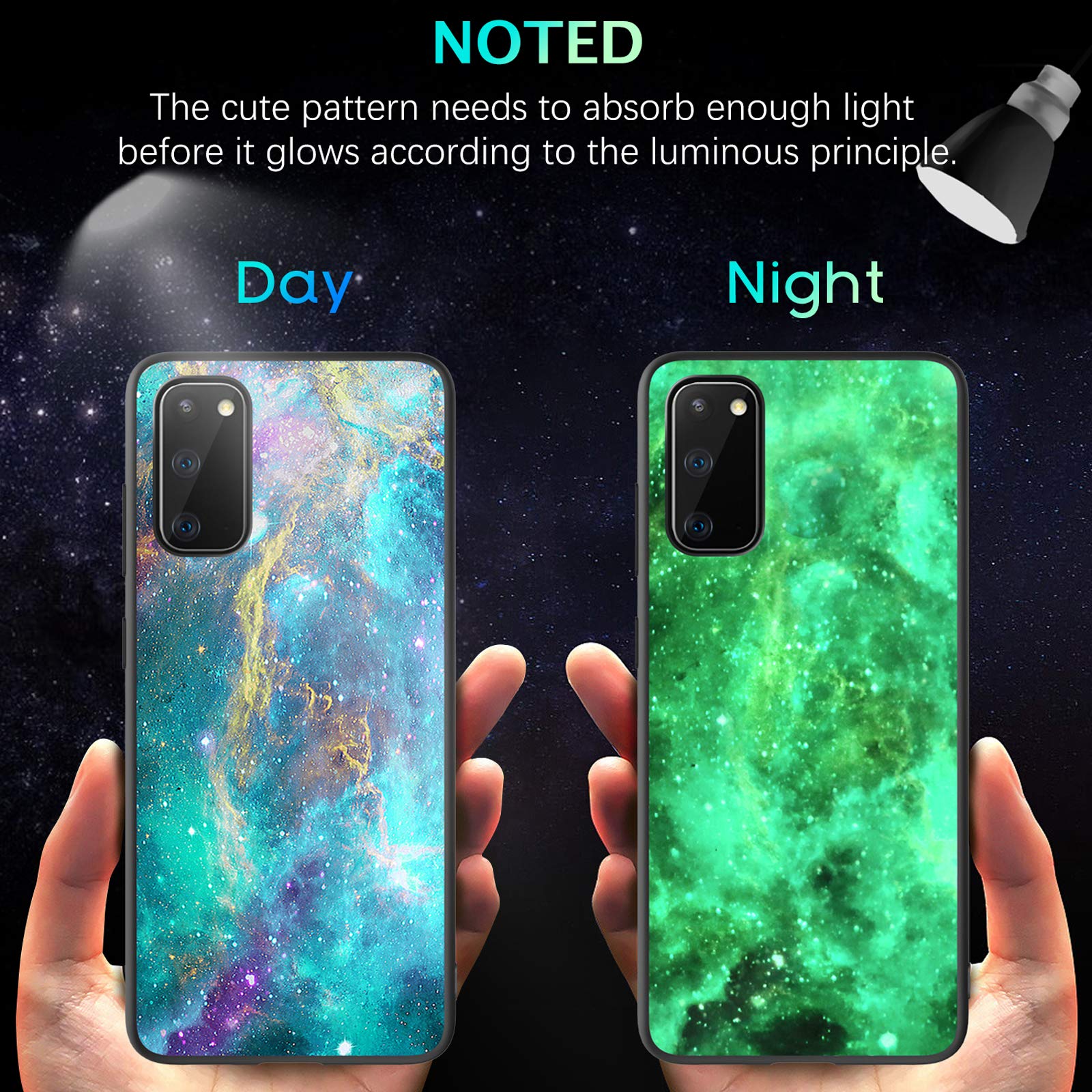 BENTOBEN Galaxy S20 FE Case,Phone Case Samsung S20 FE 5G,Slim Fit Glow in The Dark Hybrid Hard PC Soft TPU Bumper Shockproof Protective Girl Women Boy Men Cover for S20 FE 6.5 2020,Nebula/Space Design