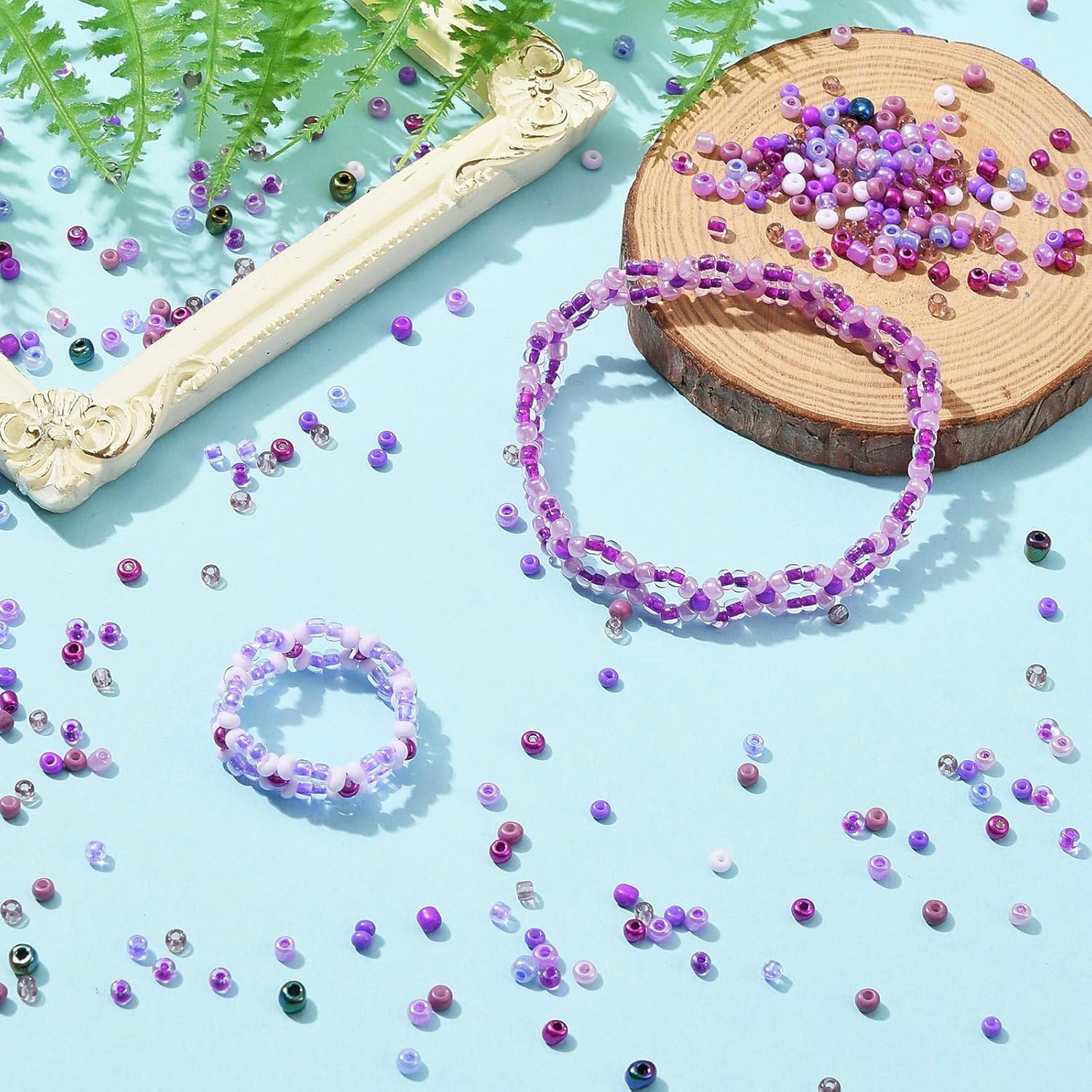 KitBeads 3600pcs 12 Colors Purple Seed Beads Gradient Purple Tone Pony Beads Tiny Glass Seed Bead Kits for Jewelry Making Bulk - Image 5