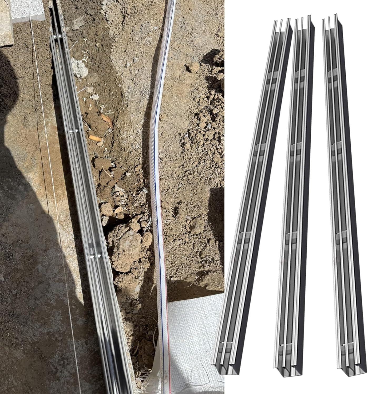 WQPMNYG Stainless Steel Trench Drain Grate - 100cm Linear Channel Drainage Kit, Removable Slim Grates for Outdoor Yard, Garage, Landscaping - Durable, Efficient Drainage Solution