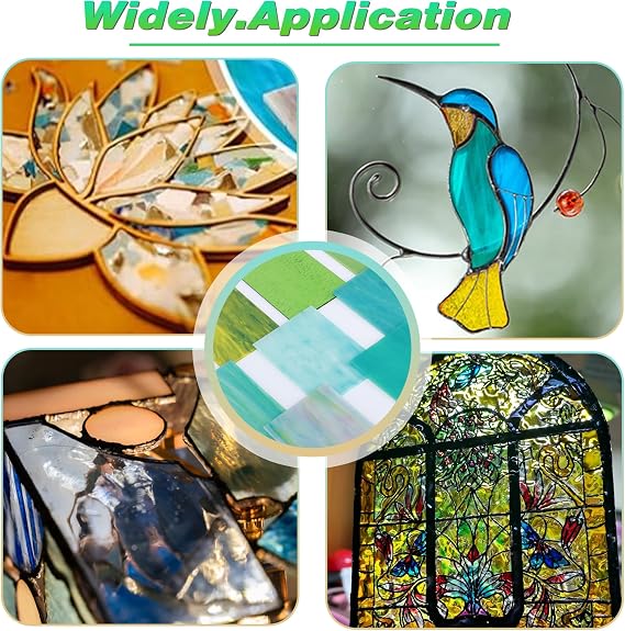 10 Sheets Stained Glass Pack,10 * 15CM Cathedral Glasses,Cathedral Art Glass for Mosaic Crafts & Supplies,Iridescent Colors DIY Home(Colorful)