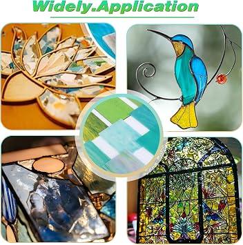 10 Sheets Stained Glass Pack,10 * 15CM Cathedral Glasses,Cathedral Art Glass for Mosaic Crafts & Supplies,Iridescent Colors DIY Home(Colorful)