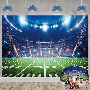 Football Field Backdrop for Photography 7x5FT Sports Stadium Auditorium Light Bowl Night Background Football Theme Party Decorations Photo Props