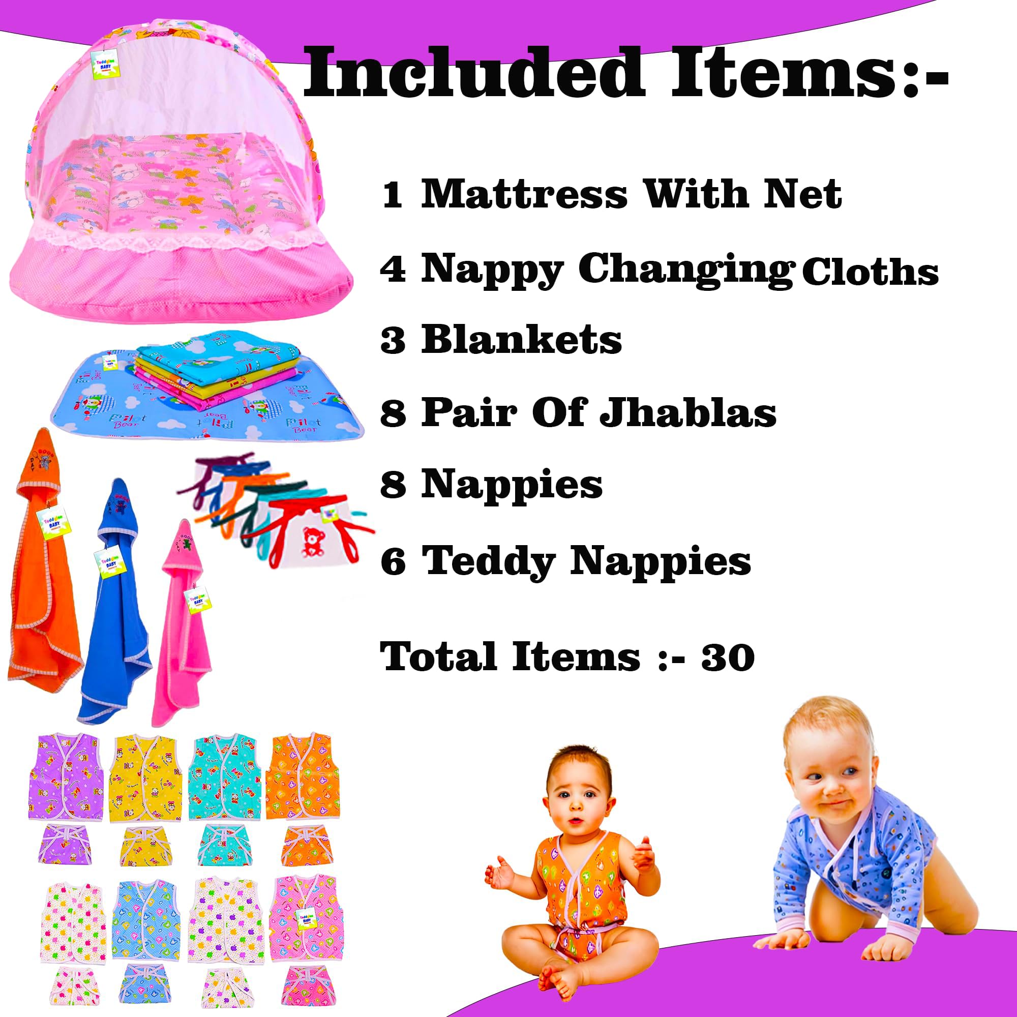 Toddylon Newborn Baby Essentials Kit 40 Items Combo Set | New Born Baby Set 0-6 Months | Hospital Kit Baby Combo Pack for Boys & Girls | Maternity Hospital Bag Kit | Soft Cotton New Born Clothes 1