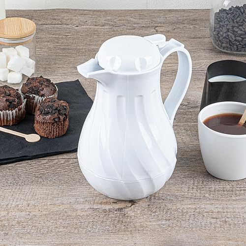 Miniatura 6 de Restaurantware -Restpresso - Jarras de café de 20 onzas, 10 servidores de café aislados, botón superior, diseño de remolino, jarras de café de
