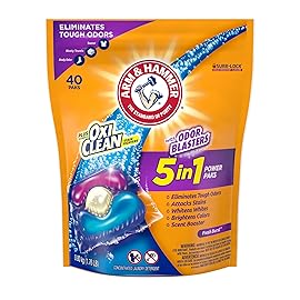 Arm & Hammer Plus OxiClean With Odor Blasters LAUNDRY DETERGENT 5-IN-1 Power Paks, 40CT (Packaging may vary)