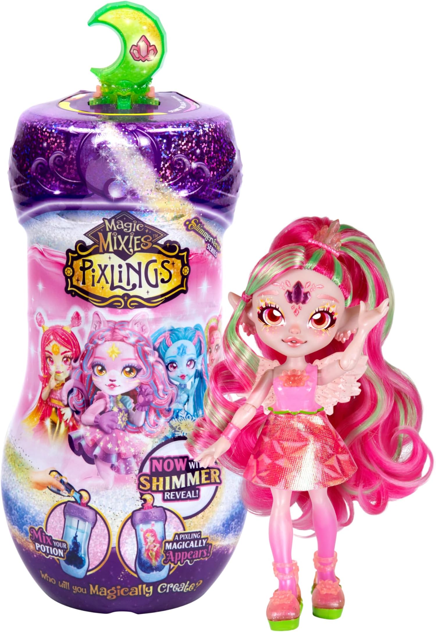 Shimmerverse Series, Create & Mix Magic Potion to Magically Reveal Faye The Fairy Pixling, This Beautiful 6.5" Shimmerverse Pixling Fashion Doll Appears Inside The Potion Bottle