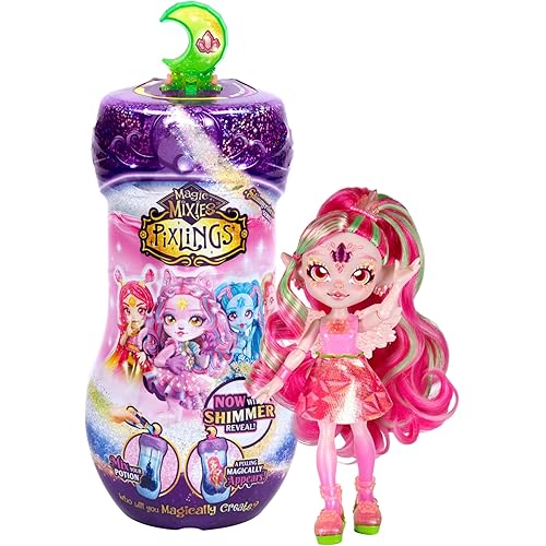 Magic Mixies Shimmerverse Series, Create & Mix Magic Potion to Magically Reveal Faye The Fairy Pixling, This Beautiful 6.5" Shimmerverse Pixling Fashion Doll Appears Inside The Potion Bottle