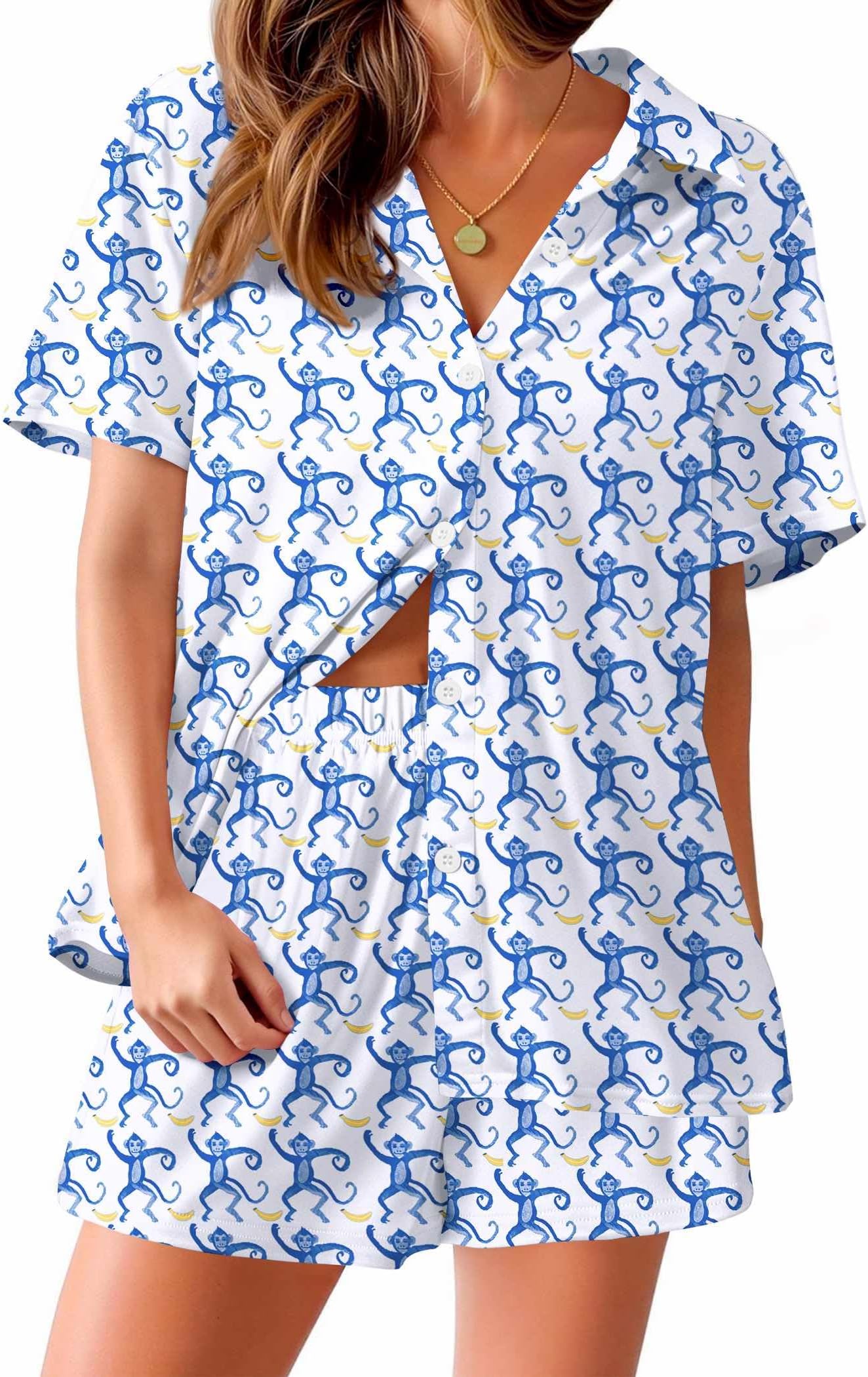 Pajama for Women Set Short Sleeve Button Down Pajamas Sets Soft Lounge Sets for Women Sleepwear PJS