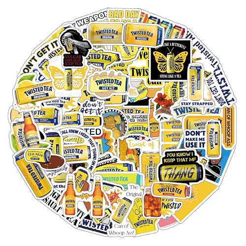 61 PCS Twisted Tea Stickers Cartoon Aesthetic Waterproof Vinyl Sticker