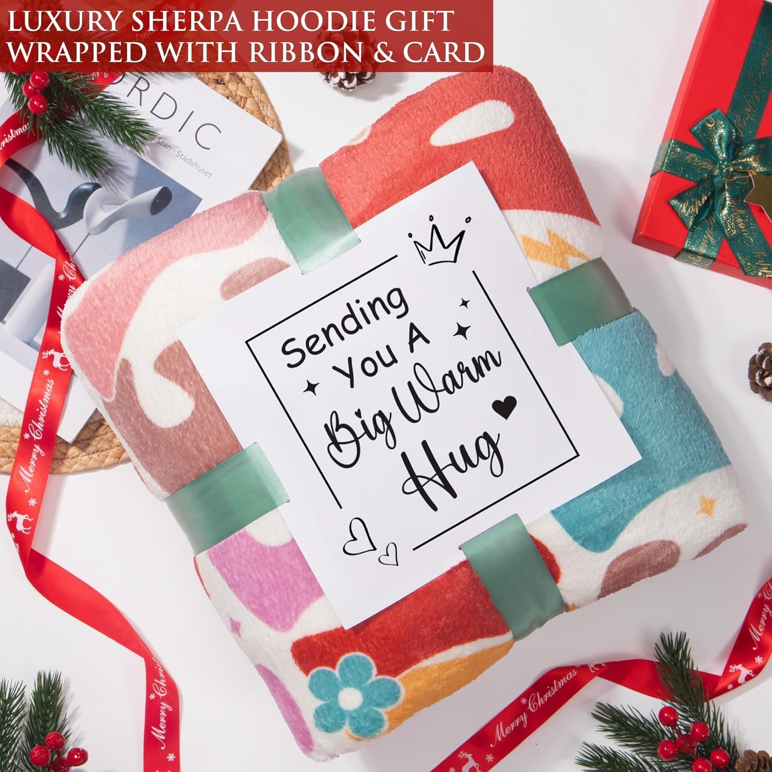 Gifts for Mom Christmas Gifts from Daughter Son, Wearable Blanket Hoodie Best Mom Gift Unique Birthday Gift for Mother Women Mother in Law New Mama Oversized Sherpa Fleece Blanket Sweatshirt - Image 4