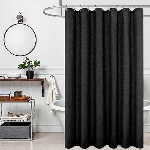 Miniatura 18 de KOUFALL Cortina de ducha verde para baño, juego de cortina de ducha de lino bohemio lavable e impermeable con ganchos, 72 x 72 pulgadas de largo