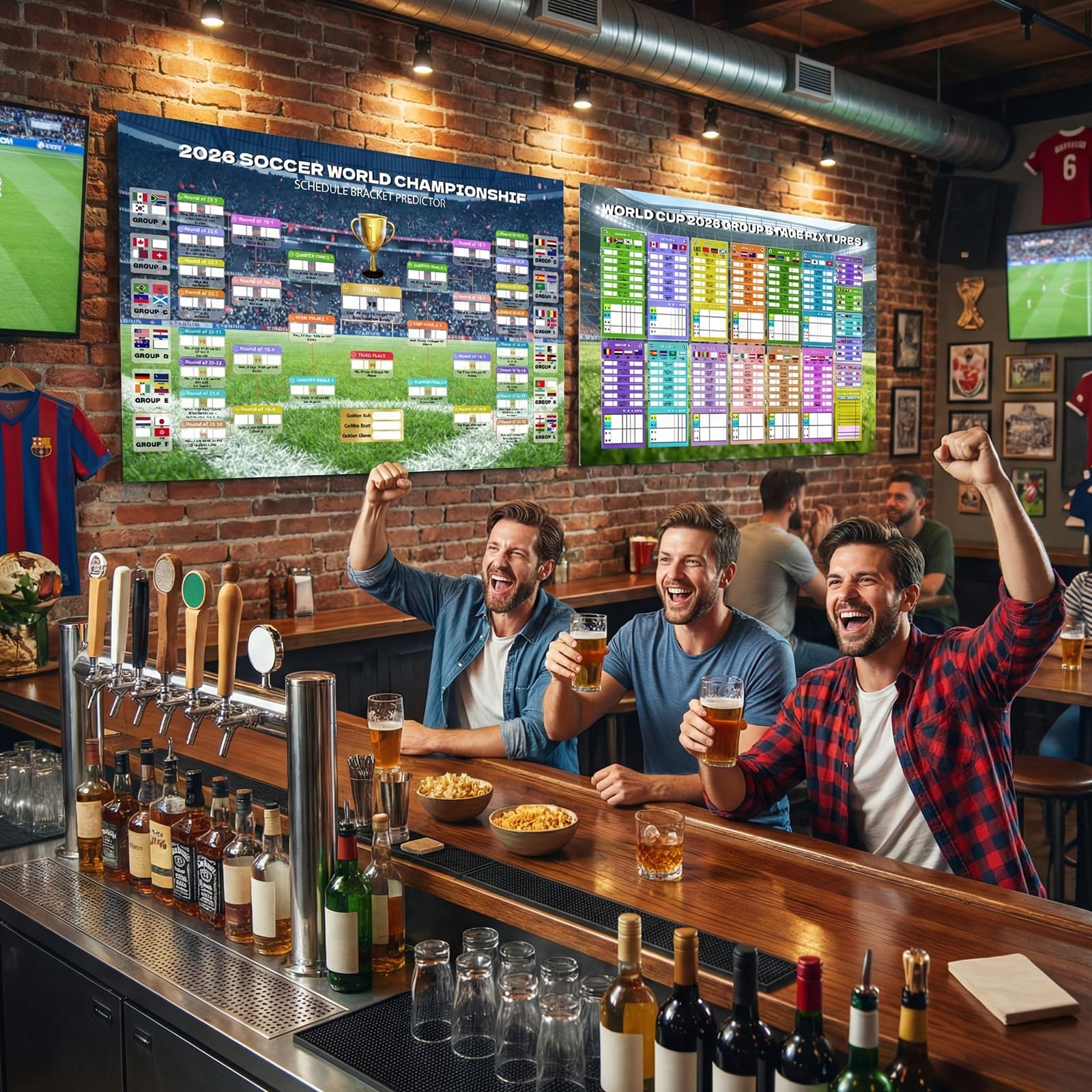 ZUOMAGUO World Cup Schedule Poster 2026 World Soccer Game Wall Chart Poster No Crease World Cup Soccer Calendar Football Tournament Schedule Home Bar Party Decorations — view 6
