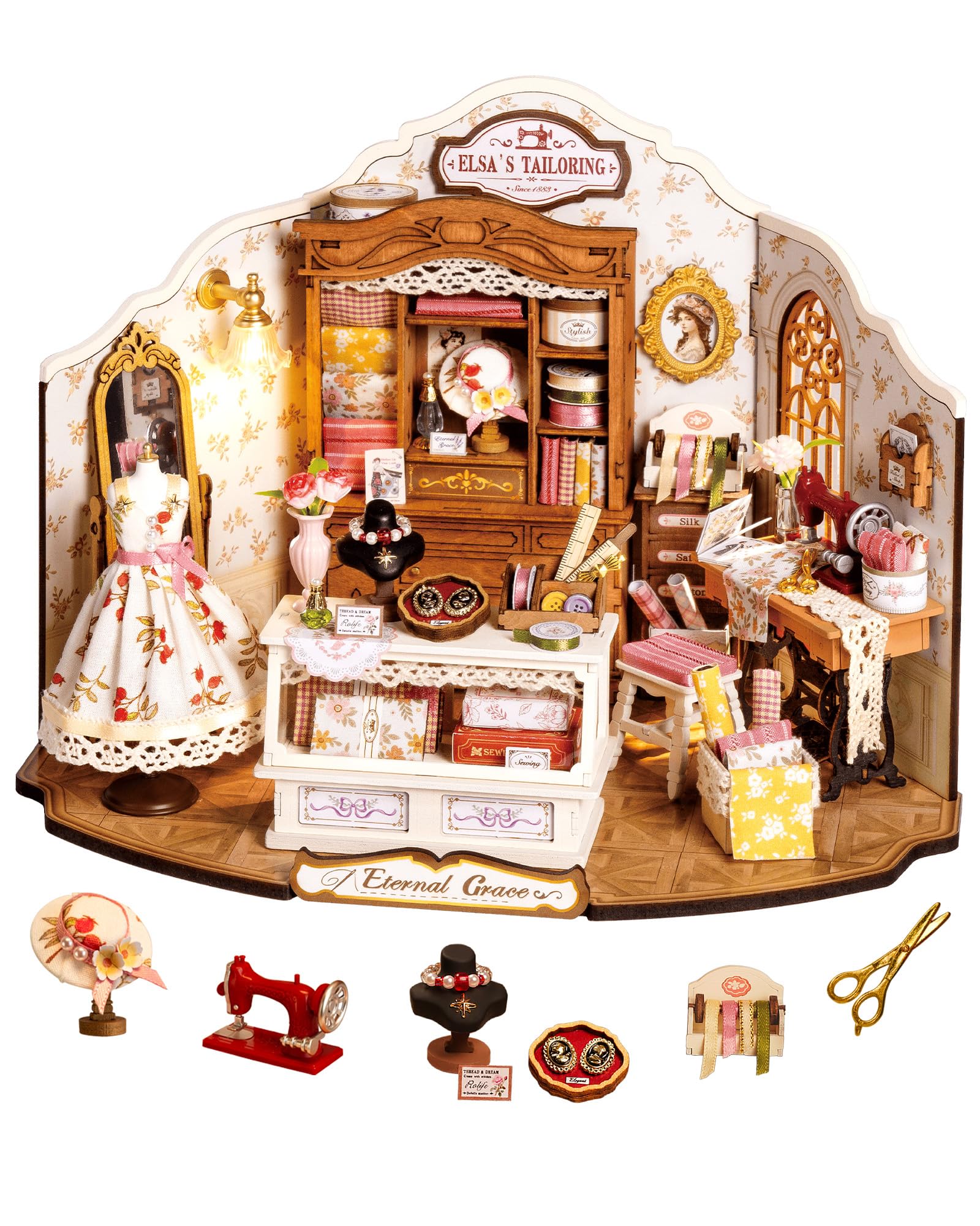 Amazon.com: ROBOTIME DIY Miniature House Kit, Elsa's Tailoring