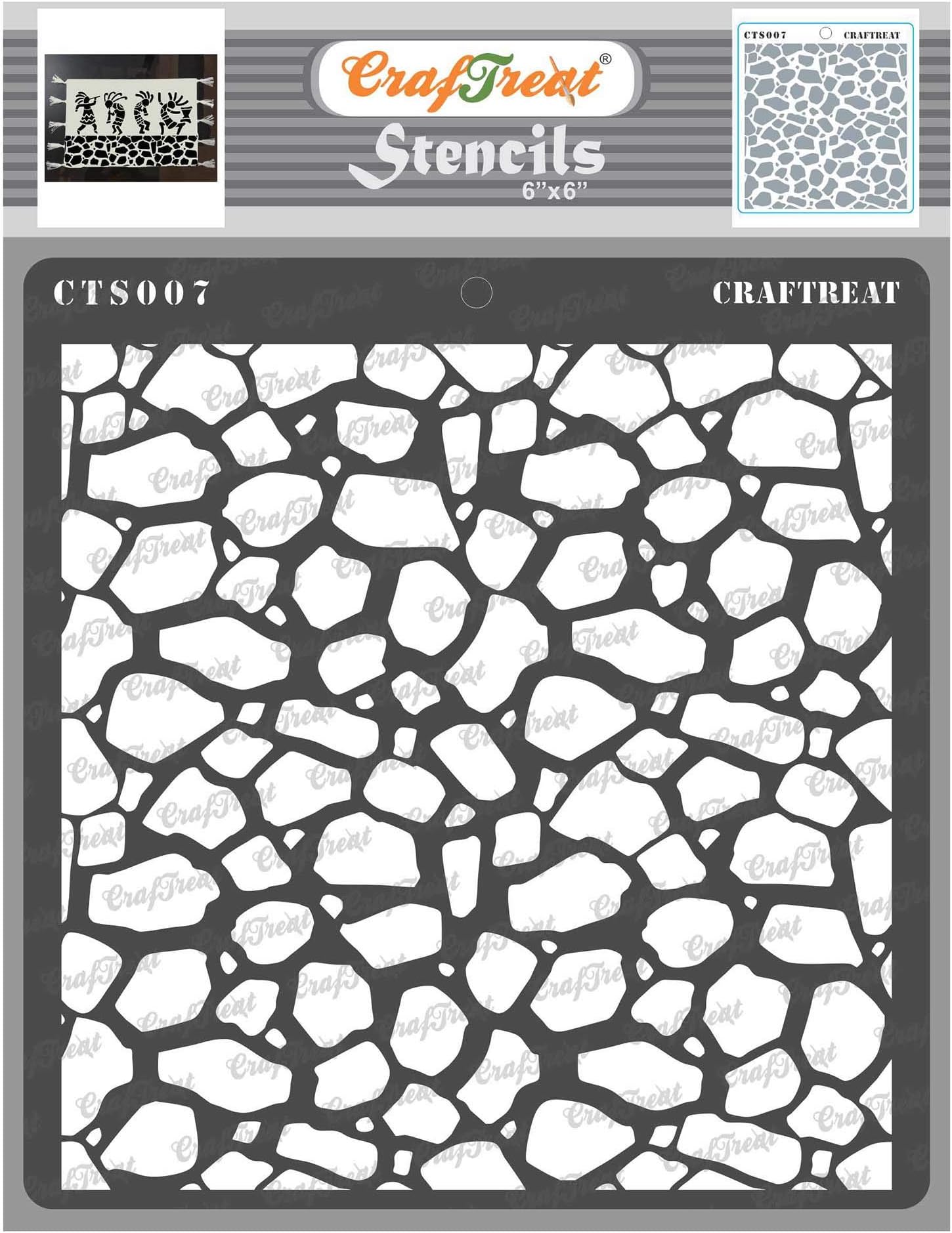 – CrafTreat Stone Stencils for Painting on Wood, Canvas, Paper, Fabric, Floor, Wall and Tile - Stone Background - 6x6 Inches - Reusable DIY Art and Craft Stencils - Stone Stencil for Walls