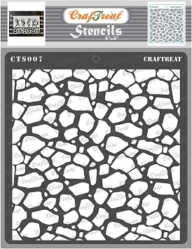 CrafTreat Reusable Stone Stencil for Furniture Painting - Stone Background Stencil - Size: 6X6 Inches - Stone Effect Stencils for Crafts - Stone Pattern Stencil for Painting on Concrete, Canvas