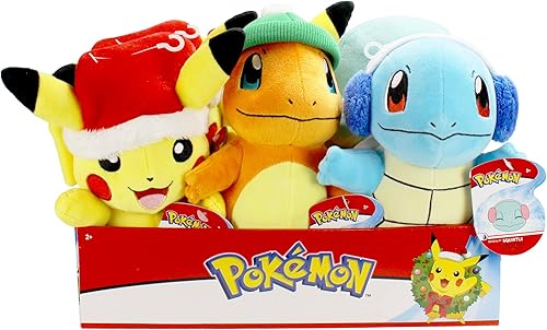 Miniatura 2 de Pokemon Charmander Peluche de temporada navideña, juguete de peluche de 8 pulgadas, incluye accesorio de sombrero, súper suave, detalles auténticos,