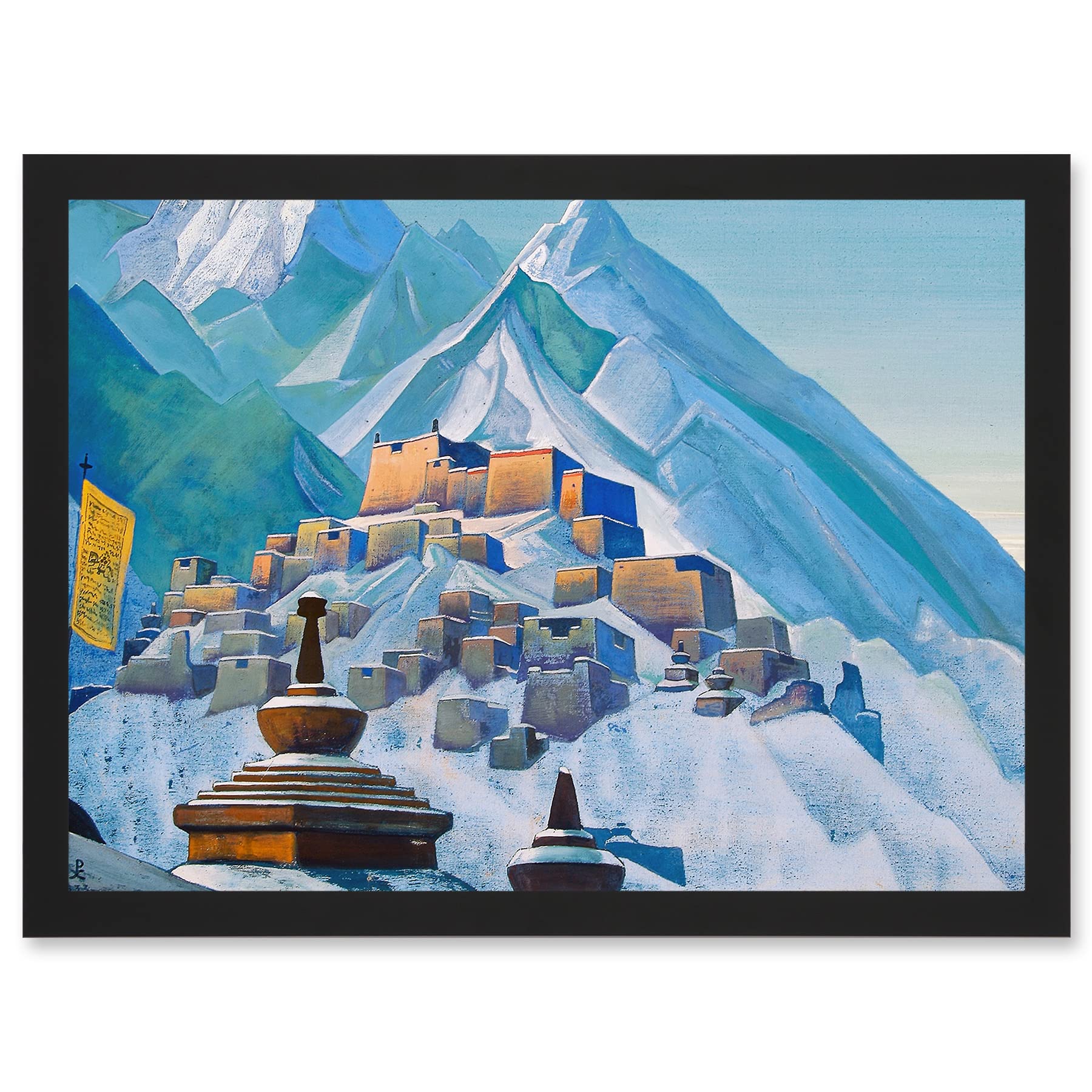 Artery8 Roerich Tibet Himalayas Symbolist Mountain Landscape Painting Artwork Framed A3 Wall Art Print