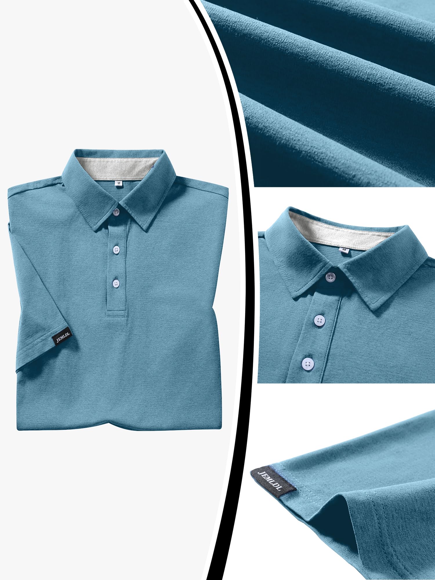 JEMLDL Golf Polo Shirts for Men Dry Fit Summer Short Sleeve Slim Fit Performance Moisture Wicking Casual Collared Polo Shirt — view 4