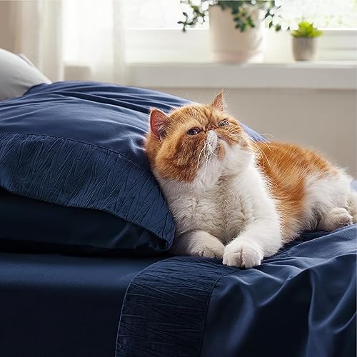 Miniatura 8 de Bedsure Paquete de relleno de edredón individual XL, sábanas individuales XL, color azul marino