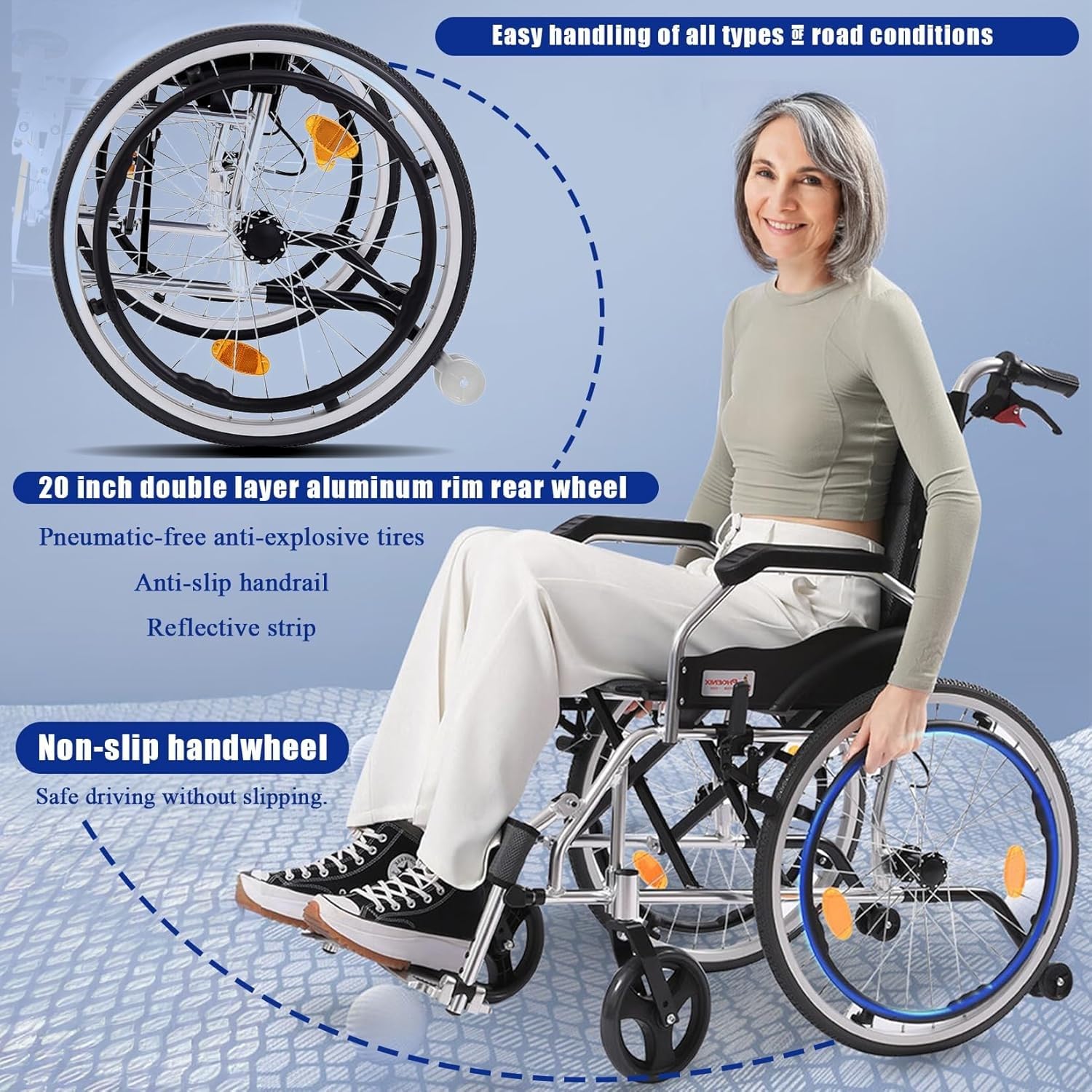 Silla de Ruedas Silla de Ruedas Ligera Plegable de Aluminio Silla de Ruedas de tránsito Ligera Luz Plegable,Silla de Ruedas de Viaje,Sillas de Ruedas autopropulsadas Plegables Red