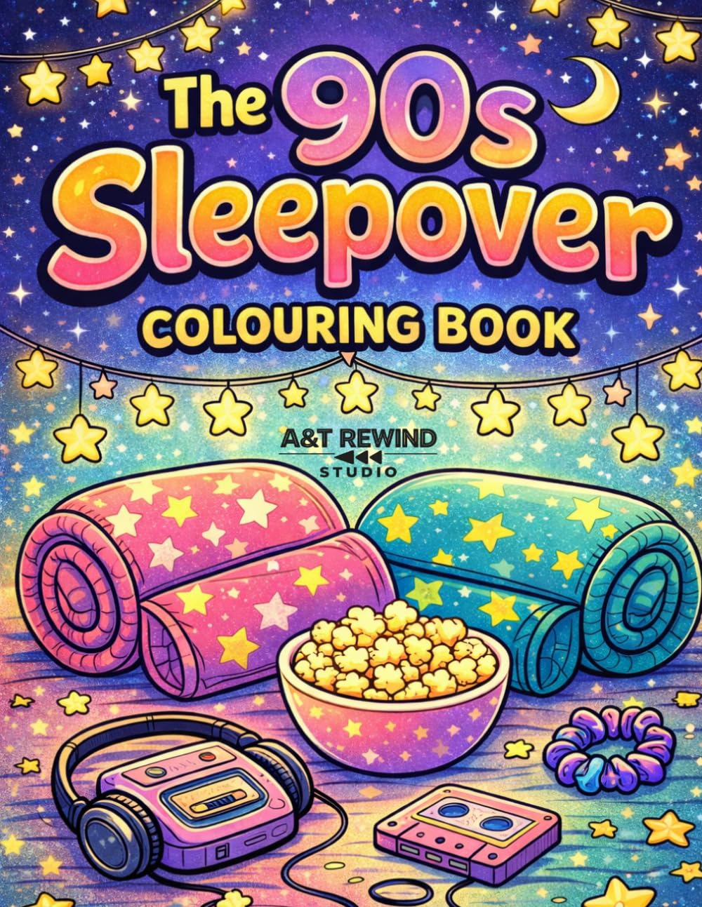 The 90s Sleepover Colouring Book: Nostalgic Slumber Party Scenes, Retro Crafts, and Midnight Snack Moments (A&T Rewind Colouring Books)
