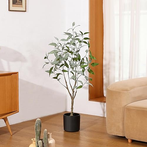 Miniatura 3 de OAKRED Árbol de eucalipto artificial de 4 pies de alto, plantas de eucalipto artificiales grandes, plantas de seda artificial para decoración del