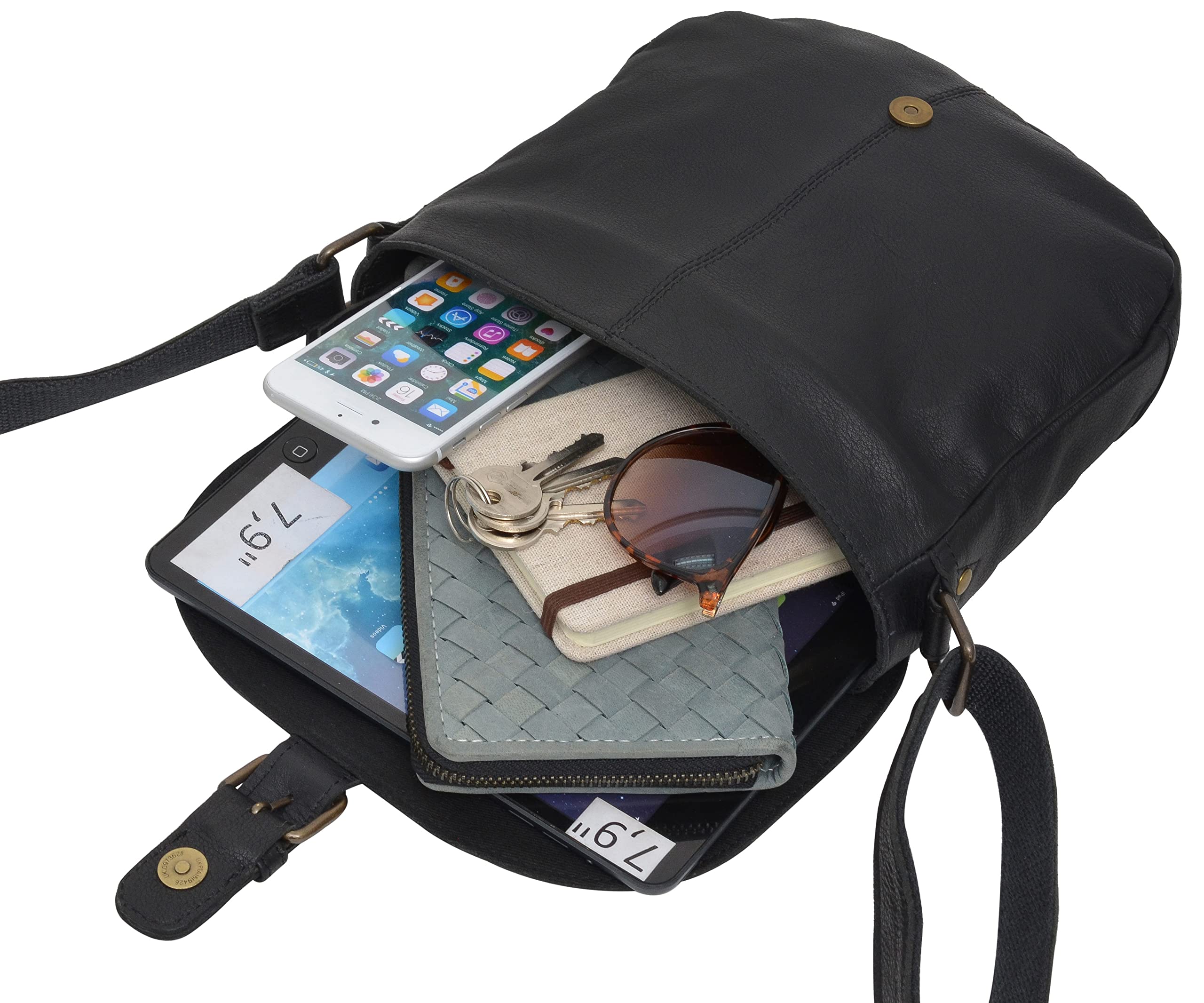 Gusti Leder Umhängetasche Candice | Handgefertigte Ledertasche Damen für Alltag & Freizeit I Elegante Leder Handtasche Damen aus Büffelleder