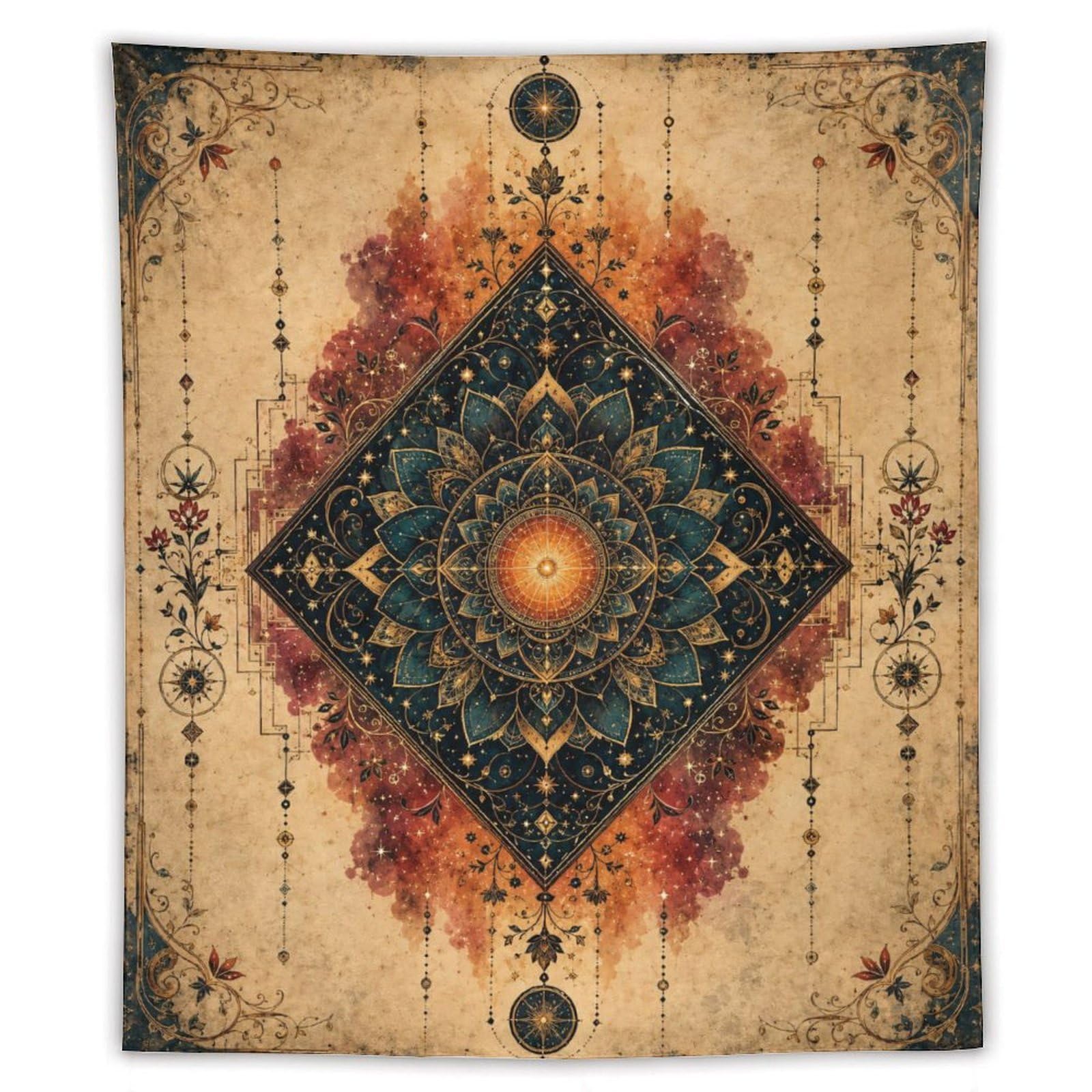 H3B8U2Y5 Geometric Sun Diamond Wall Tapestry, Geometric Art, College Dorm