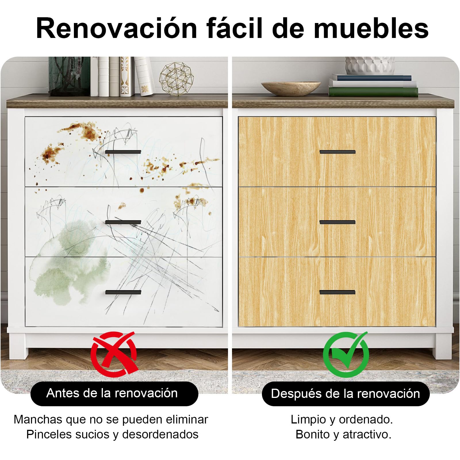 Papel pintado con efecto madera roble natural, papel adhesivo impermeable y removible para muebles, encimeras de cocina, alféizares, mostradores y armarios, 40 x 1000 cm