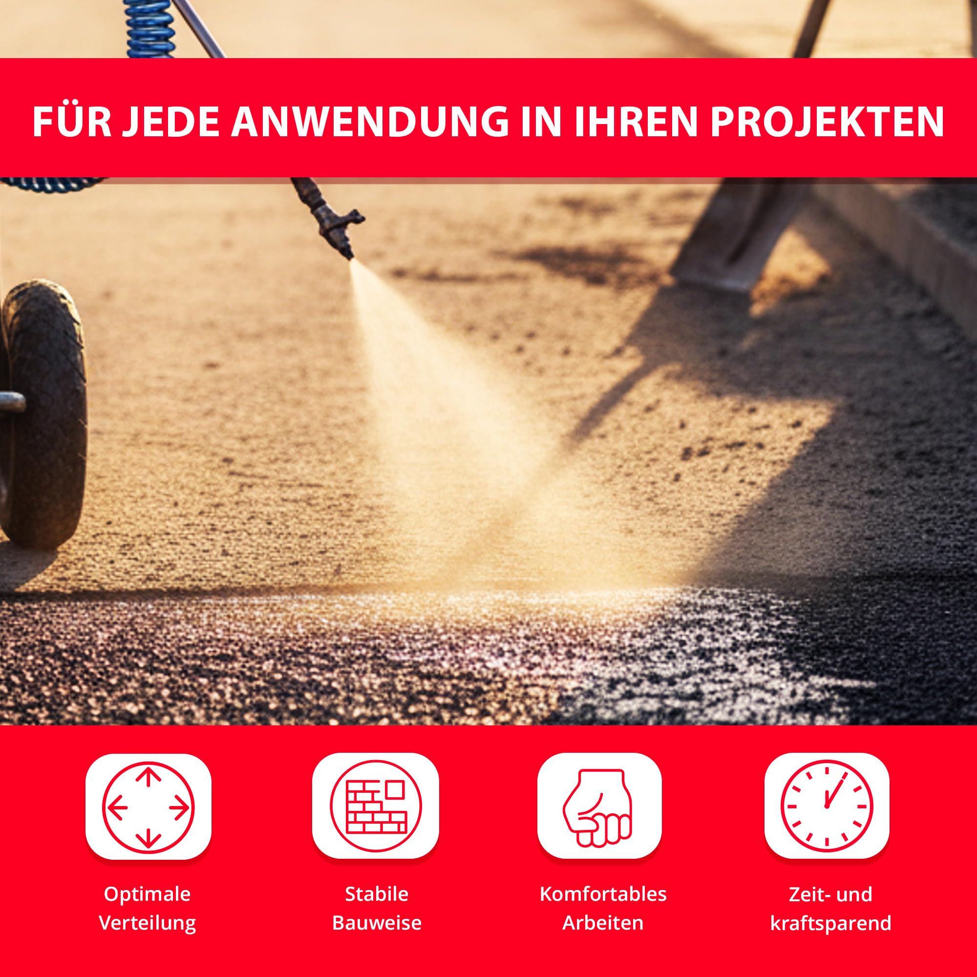 BORNIT Profi Haftkleber Spritze, Sprühen von Bitumenemulsion[ca.90m²/Fllg.] | 5m Spiralschlauch Sprühflasche groß Drucksprüher spritzen Pumpsprühflasche Tiefbau Pumpsprüher