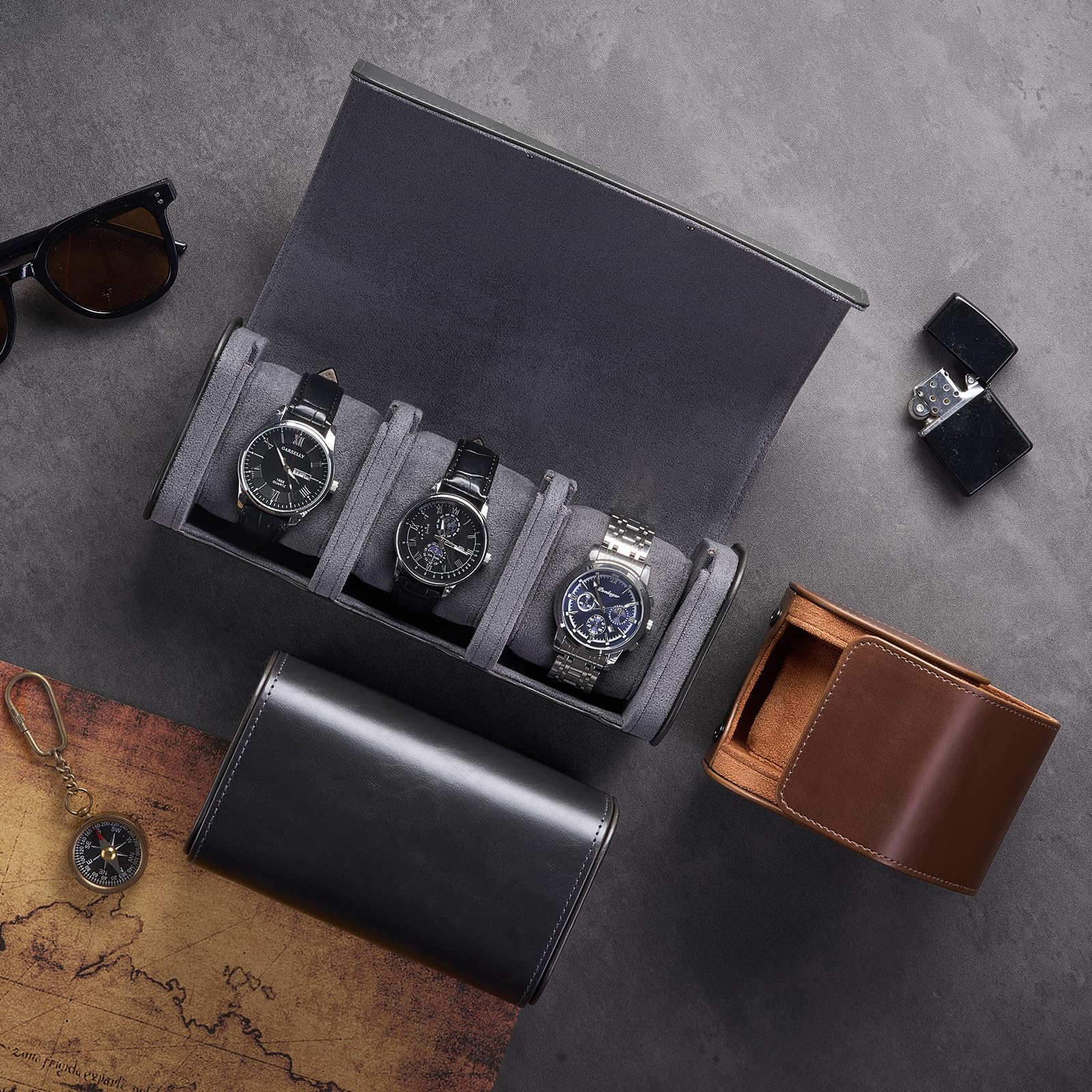 ProCase Estuche para Reloj, Organizador Portable Relojero de PU para Viaje, Negro