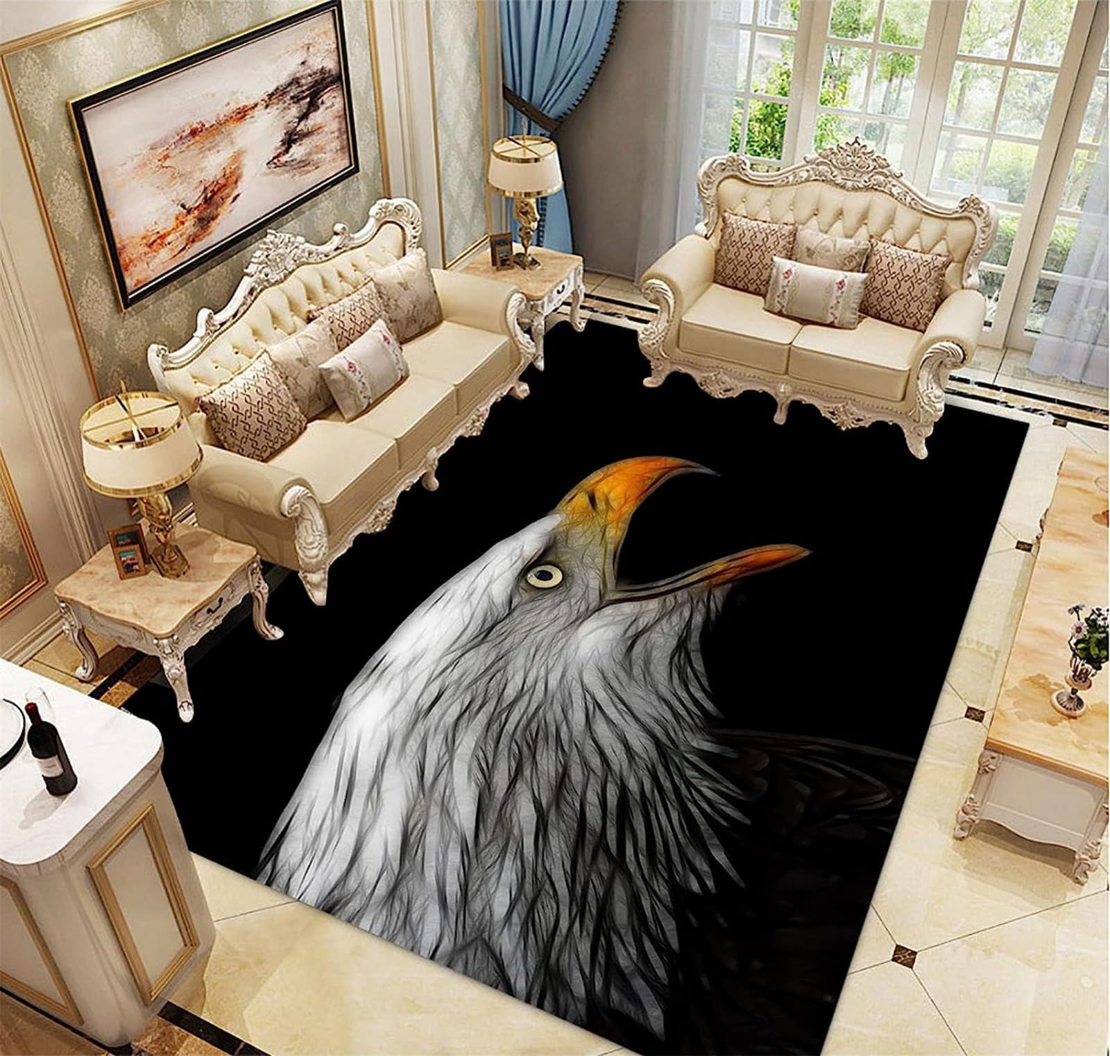 Tapis de salon 3D moderne pour sublimer l'espace canapé et réchauffer le sol d'un grand couloir