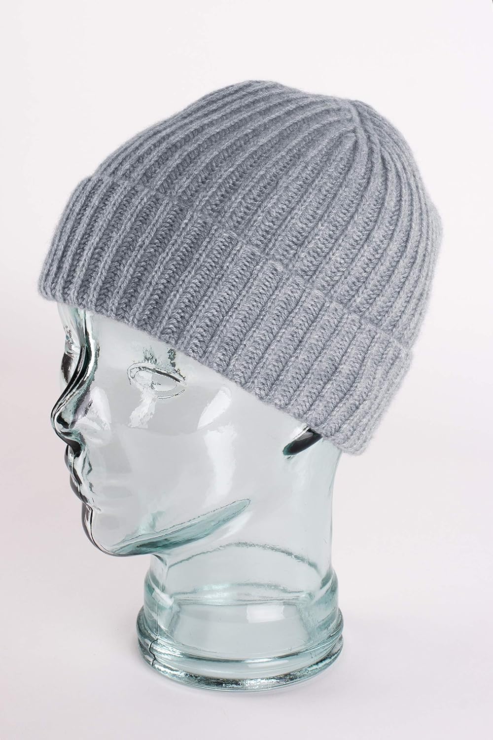 Shorts of Hawick Men's Ribbed 100% Cashmere Beanie Hat - Light Gray - Made in Scotland by Love Cashmere - Image 3