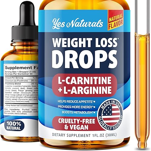 YES NATURALS! Gotas de pérdida de peso - Refuerzo natural del metabolismo y supresor del apetito - Hecho en Estados Unidos - Gotas de dieta con