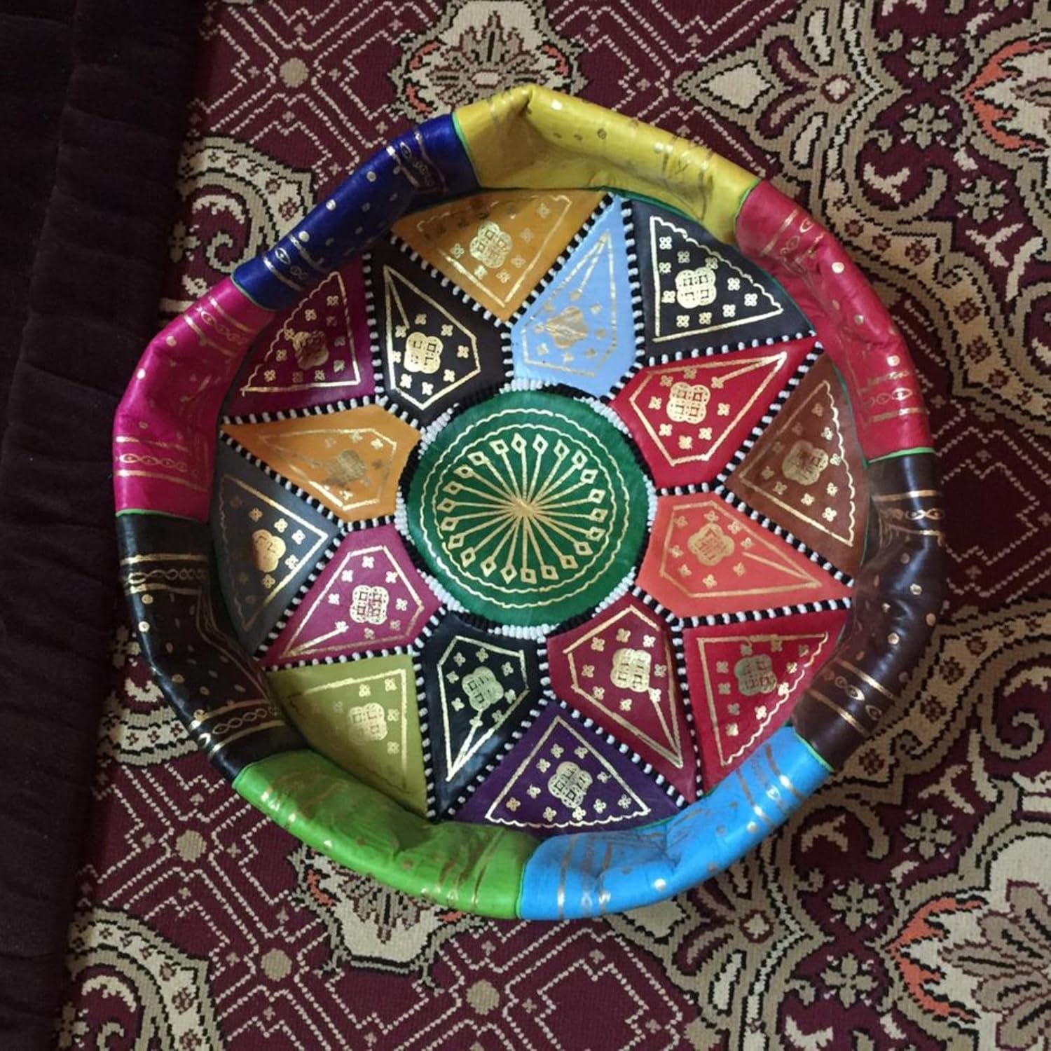 Genuine Leather Pouf Unstuffed - Moroccan Ottoman Footstool, Footrest Cover - Boho Decor - Bohemian Living Room, Bedroom, Kids Room, Gift & Wedding