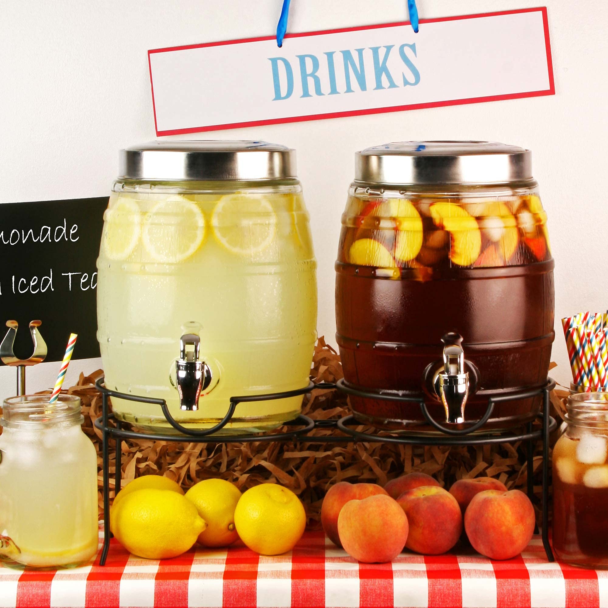 Dual Barrel Beverage Dispenser with Stand 10ltr Case of 2 bardrinkstuff Drinks Dispenser